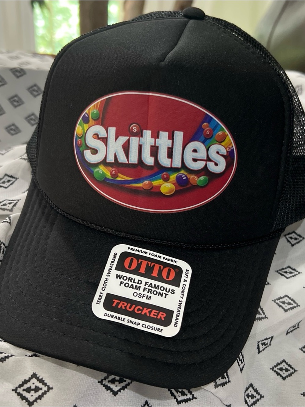 OTTO Black Mesh Trucker Cap with White Sweatband